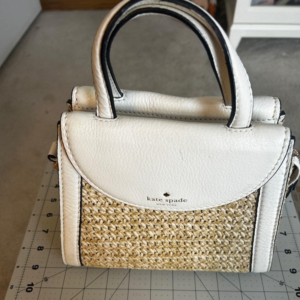 Kate Spade White and Tan Mini Bag 10x8” approximately
